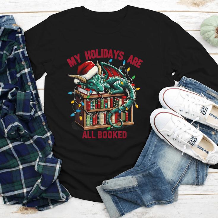 Christmas Dragon My Holidays Are All Booked Book Lovers Kids Youth Long Sleeve Tee
