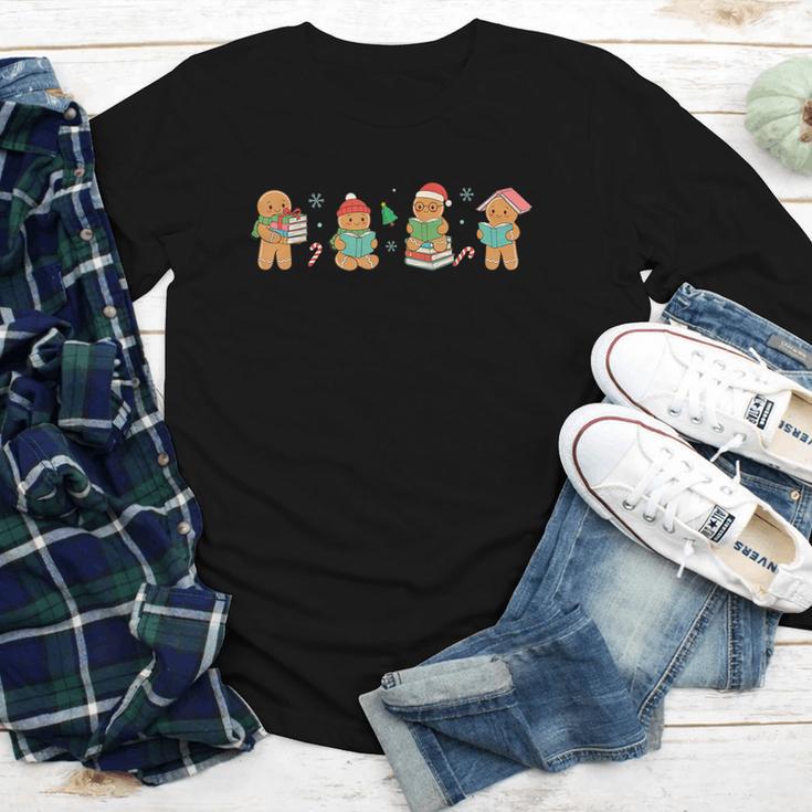 Christmas Library Gingerbread Man Books Lover Bookish Youth Long Sleeve Tee