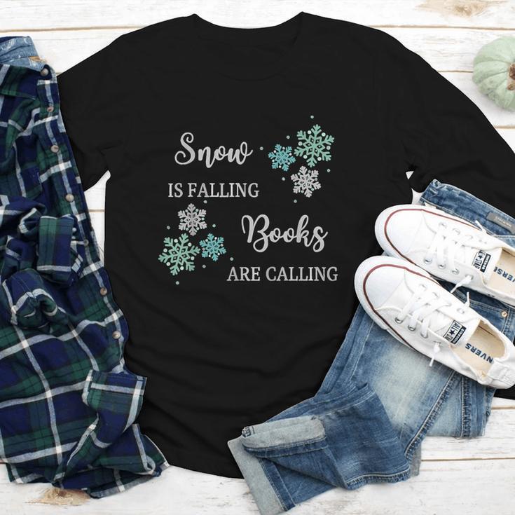 Christmas Shirts Snow Is Falling Books Are Calling Men Women Youth Long Sleeve Tee