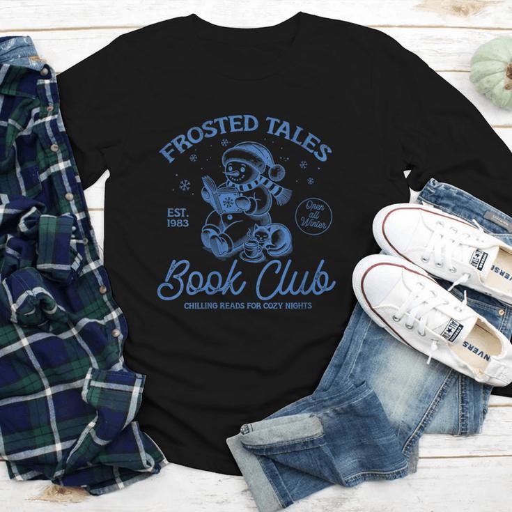 Christmas Snowman Frosted Tales Book Club Youth Long Sleeve Tee Christmas Snowman Frosted Tales Book Club Youth Long Sleeve Tee