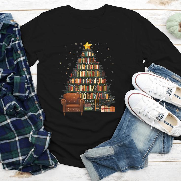 Christmas Tree Bookshelf Book Lover Library Youth Long Sleeve Tee