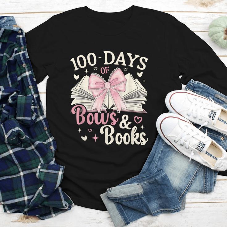 Coquette 100 Days Of Bows Books Reading 100th Day Of School Youth Long Sleeve Tee
