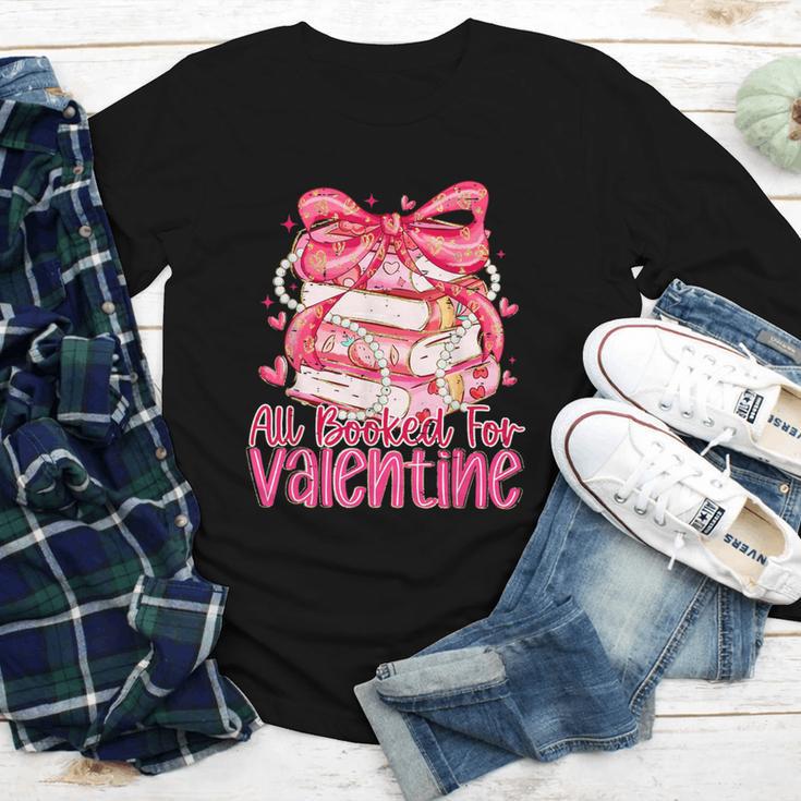 Coquette Bow All Booked For Valentines Teacher Book Youth Long Sleeve Tee