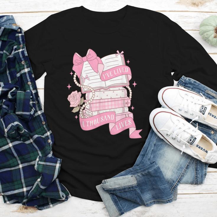 Coquette Reading Book Lover Pink Bow Bookish Mom & Daughter Youth Long Sleeve Tee