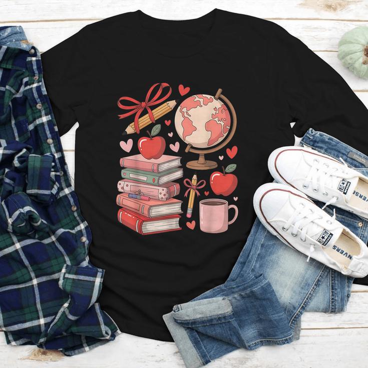 Coquette Teacher School Supplies Bows Books Globe Apple Cute Youth Long Sleeve Tee Coquette Teacher School Supplies Bows Books Globe Apple Cute Youth Long Sleeve Tee