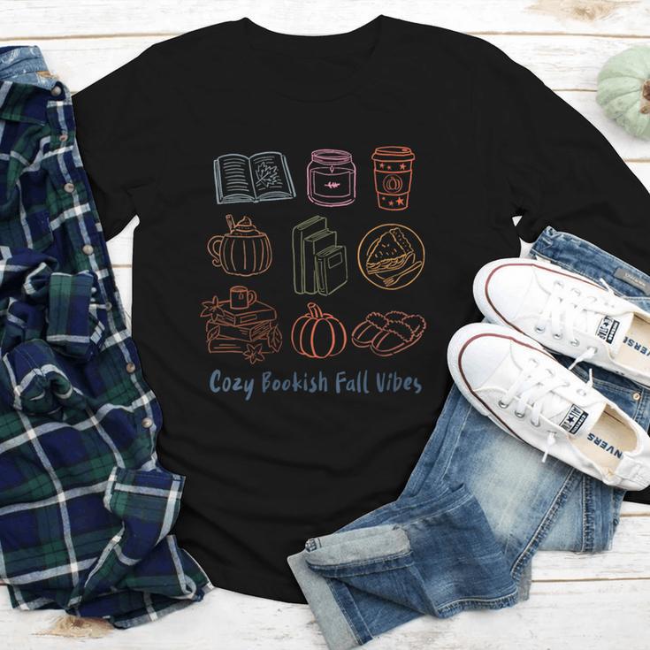 Cozy Bookish Fall Vibes Pumpkin Latte Books Autumn Reading Youth Long Sleeve Tee