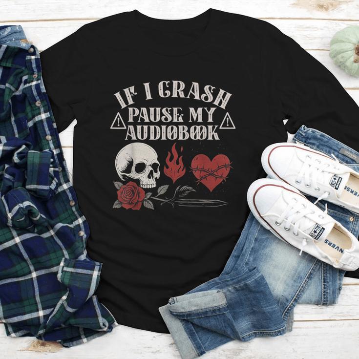 If I Crash Pause My Audiobook Lovers Dark Romance Spicy Book Youth Long Sleeve Tee