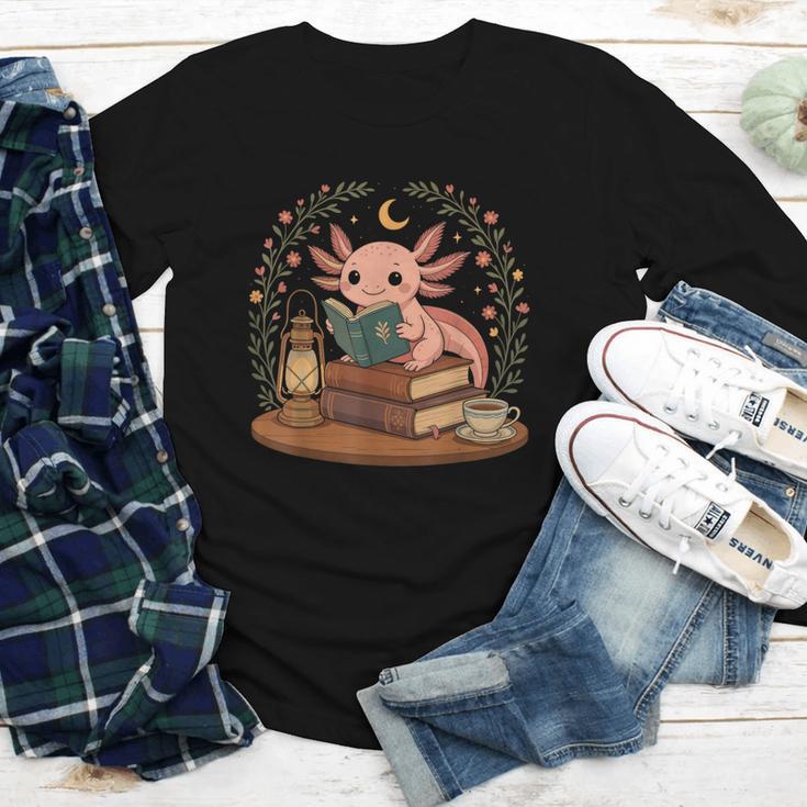 Cute Axolotl Reading Books Cozy Bookworm Youth Long Sleeve Tee