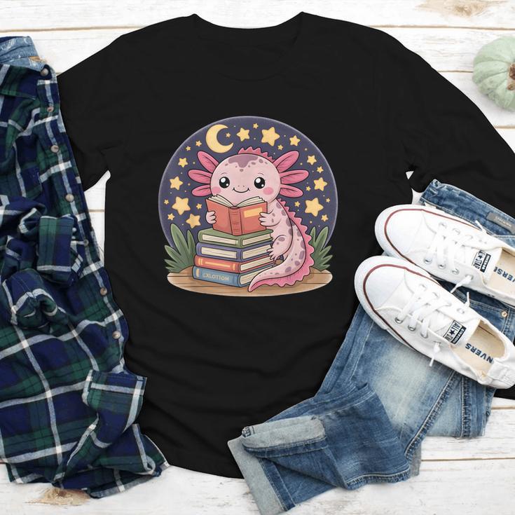 Cute Axolotl Reading Books Cozy Night Aesthetic Youth Long Sleeve Tee Cute Axolotl Reading Books Cozy Night Aesthetic Youth Long Sleeve Tee