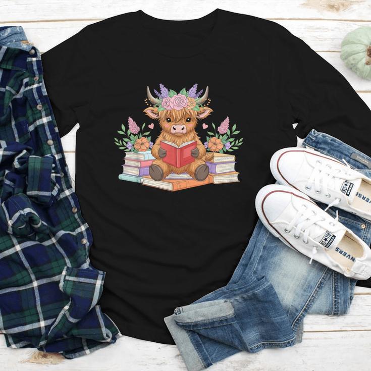 Cute Baby Highland Cow Reading Book Lover Toddler Youth Long Sleeve Tee