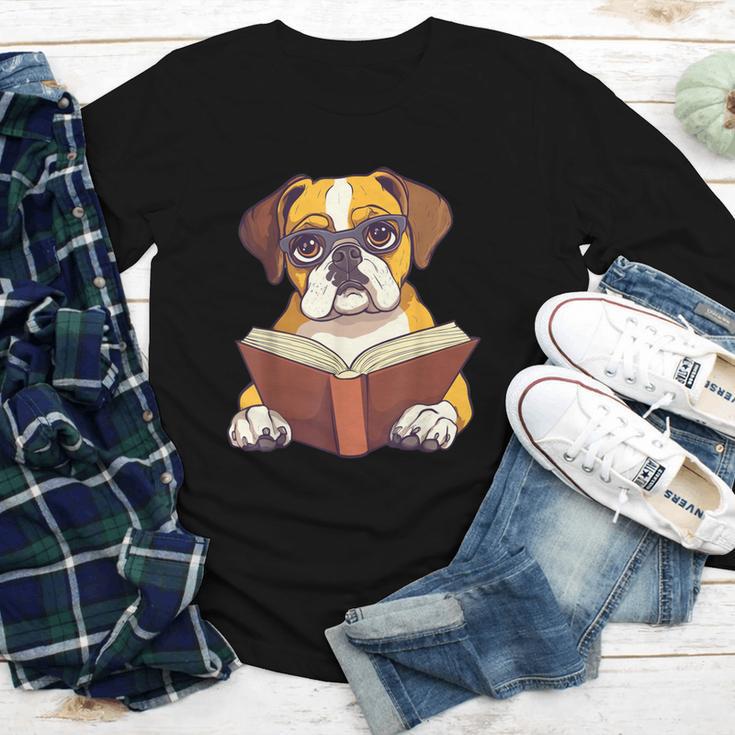 Cute Dog Boxer Reading Book Youth Long Sleeve Tee Cute Dog Boxer Reading Book Youth Long Sleeve Tee