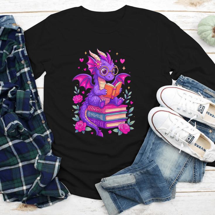 Cute Dragon Reading Books Bookworm Youth Long Sleeve Tee