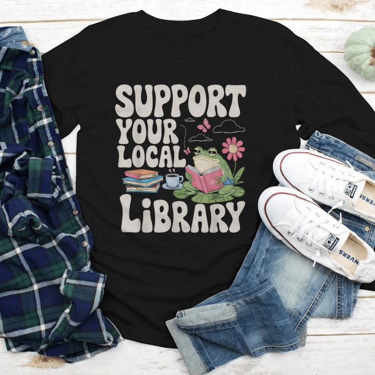 Cute Frog Support Your Local Library Librarian Book Lover Youth Long Sleeve Tee Cute Frog Support Your Local Library Librarian Book Lover Youth Long Sleeve Tee