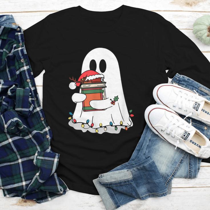 Cute Ghost Holding Books Bookish Christmas Youth Long Sleeve Tee