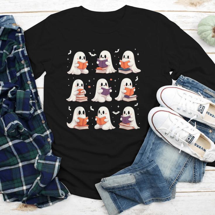 Cute Ghost Reading Book Lovers Halloween Ghost Youth Long Sleeve Tee