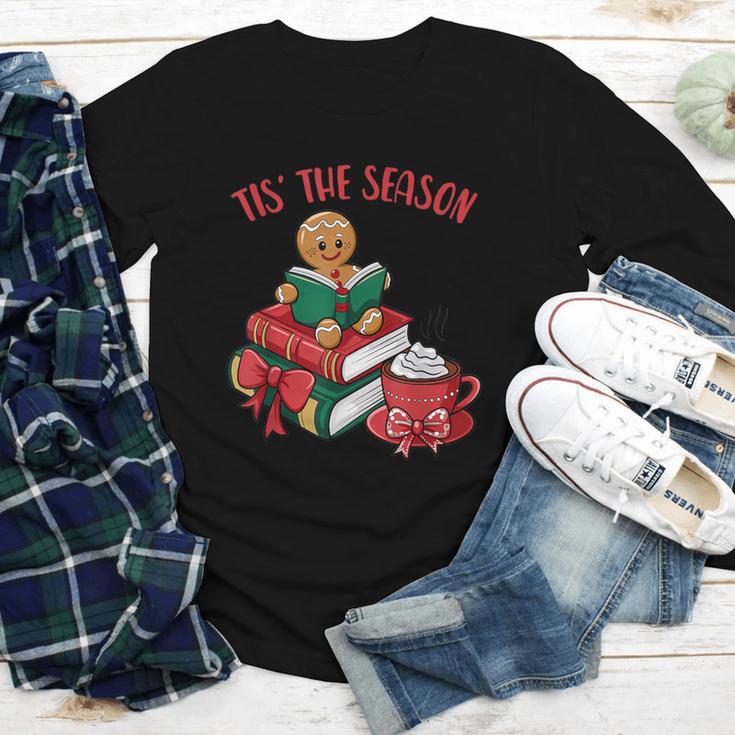 Cute Gingerbread Man Reading Book Nerd Christmas Bookish Youth Long Sleeve Tee