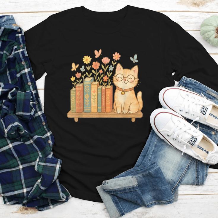 Cute Kawaii Cat Books Flowers Youth Long Sleeve Tee
