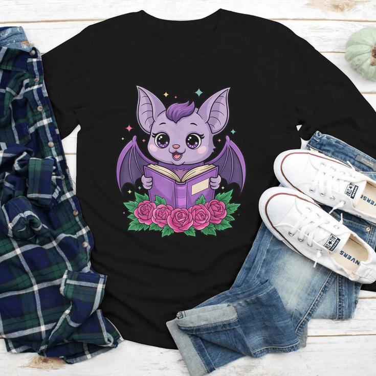 Cute Pastel Goth Bat Reading Book Youth Long Sleeve Tee