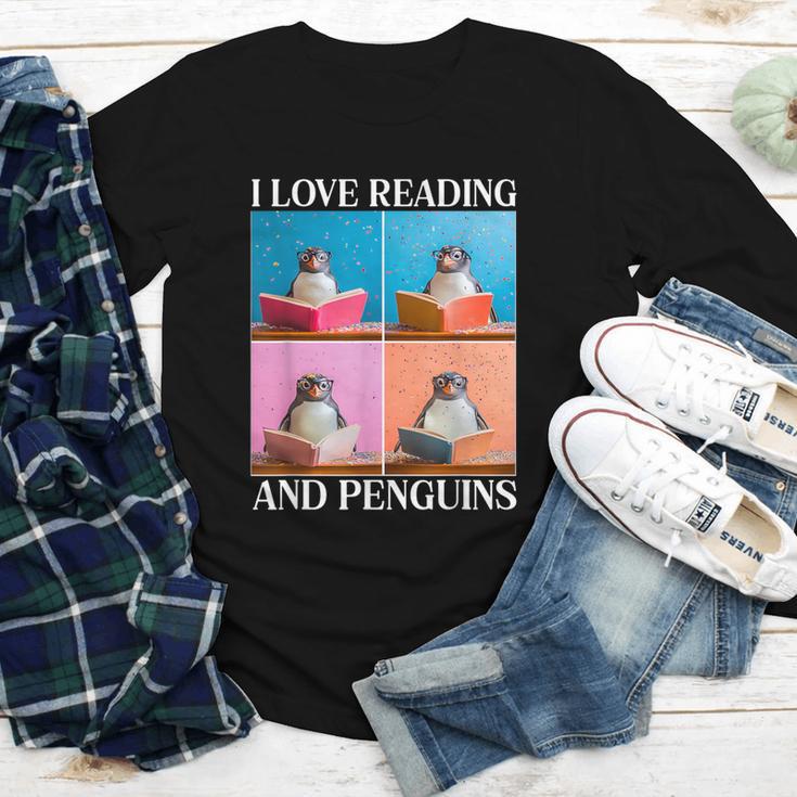 Cute Penguin Reading Book School Librarian Teacher Student Youth Long Sleeve Tee