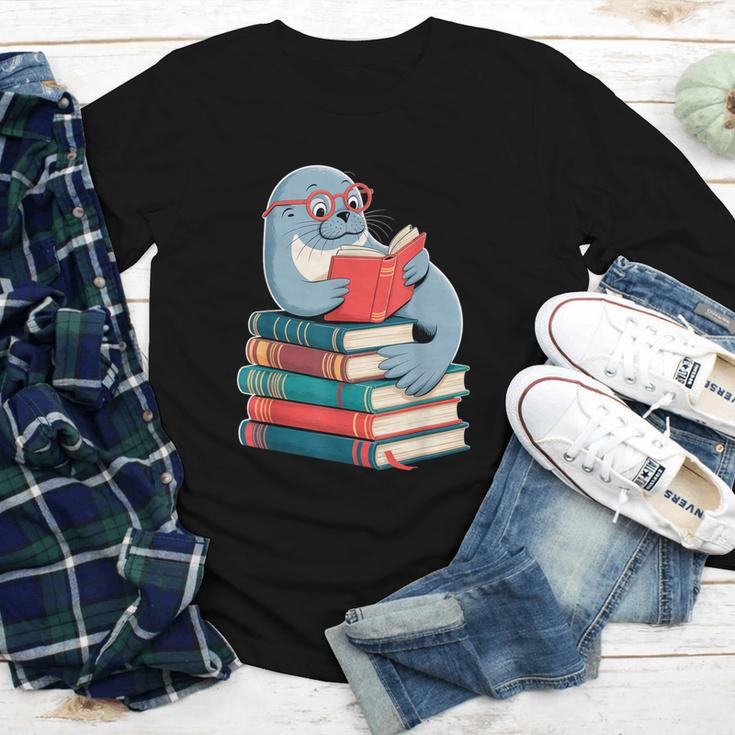 Cute Reading Seal On Books Book Lover Youth Long Sleeve Tee