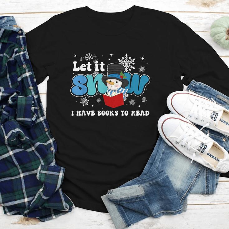 Cute Snowman Let It Snow I Have Books Reader Youth Long Sleeve Tee