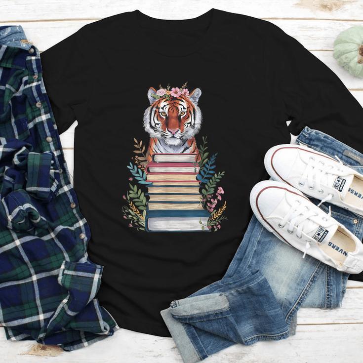 Cute Tiger With Book Floral Bookworm Librarian Book Lover Youth Long Sleeve Tee Cute Tiger With Book Floral Bookworm Librarian Book Lover Youth Long Sleeve Tee