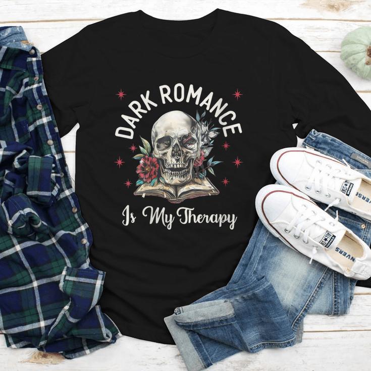 Dark Romance Is My Therapy Book Lover Merch Trigger Warning Youth Long Sleeve Tee