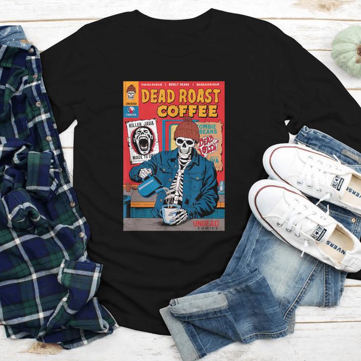 Dead Roast Coffee Comic Book Cover Style Skeleton Barista Youth Long Sleeve Tee