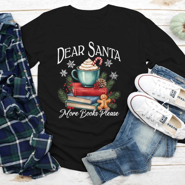 Dear Santa More Book Please Christmas Book Librarian Youth Long Sleeve Tee