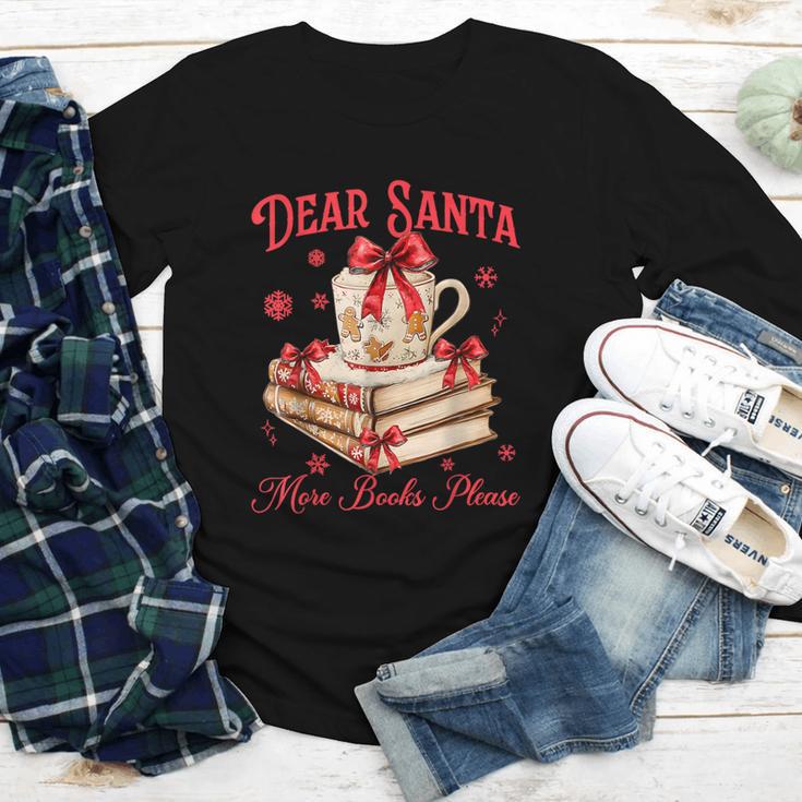 Dear Santa More Books Please Coquette Bow Books Christmas Youth Long Sleeve Tee