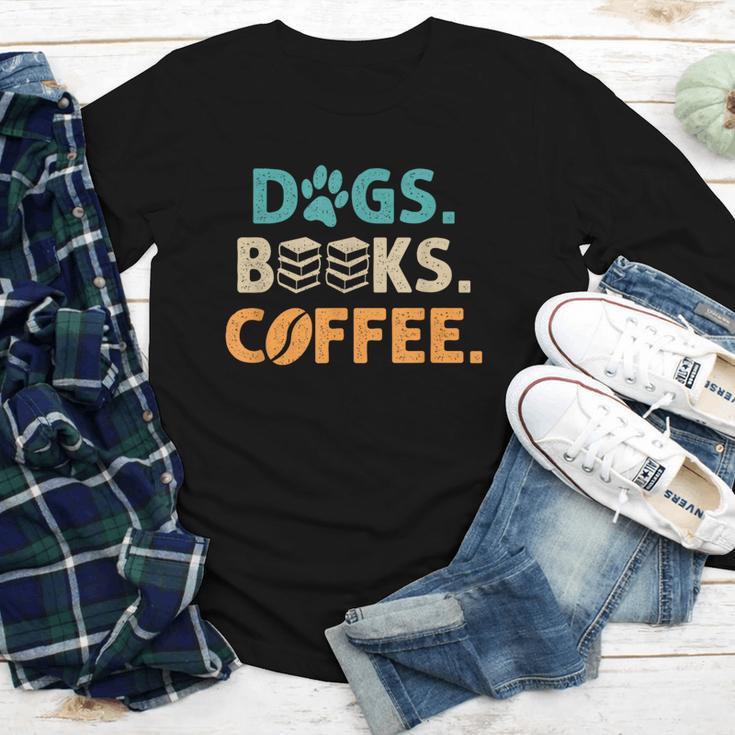 Dogs Books Coffee Reading Book Lover Youth Long Sleeve Tee Dogs Books Coffee Reading Book Lover Youth Long Sleeve Tee