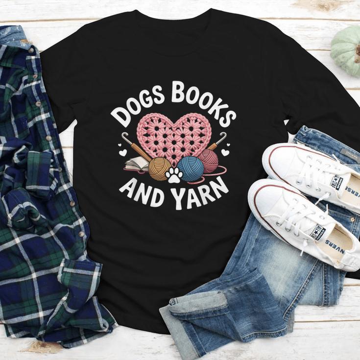 Dogs Books And Yarn Crocheting Youth Long Sleeve Tee