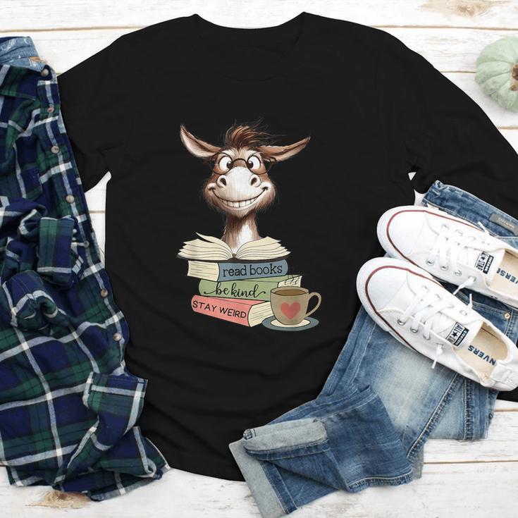 Donkey Reading Book Read Books Be Kind Stay Weird Librarian Youth Long Sleeve Tee