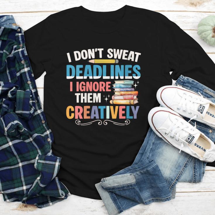 Don’t Sweat Deadlines Book Writer Author Writing Novelist Youth Long Sleeve Tee