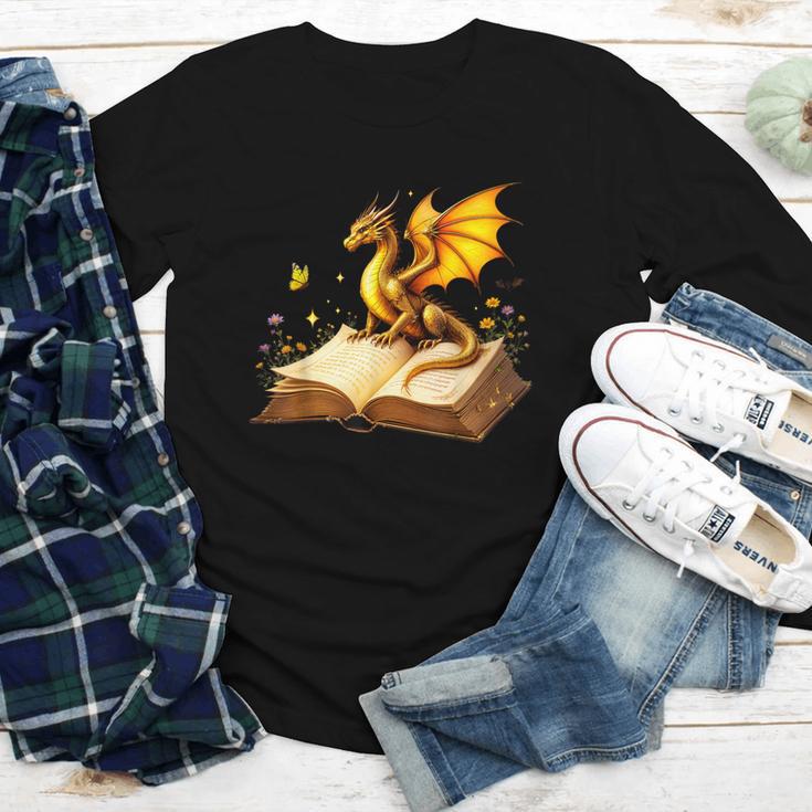 Dragon Fantasy Book Lover Bookish Reader Bookworm Wildflower Youth Long Sleeve Tee