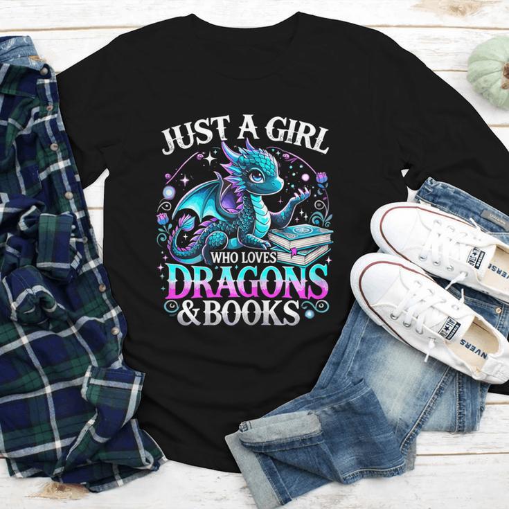 Dragon Reading Just A Girl Who Loves Dragons And Books Youth Long Sleeve Tee
