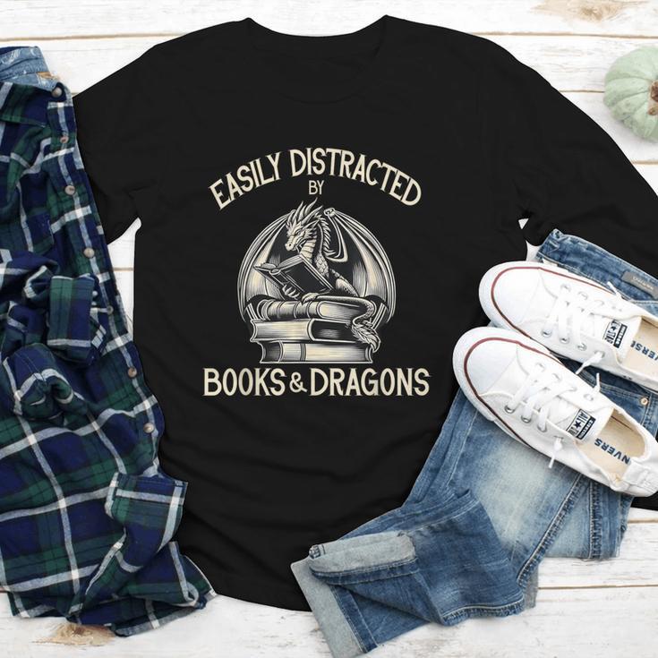 Easily Distracted By Books And Dragons Book Dragon Lover Youth Long Sleeve Tee Easily Distracted By Books And Dragons Book Dragon Lover Youth Long Sleeve Tee