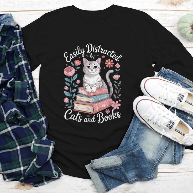 Easily Distracted By Cats And Books Reading Youth Long Sleeve Tee Easily Distracted By Cats And Books Reading Youth Long Sleeve Tee