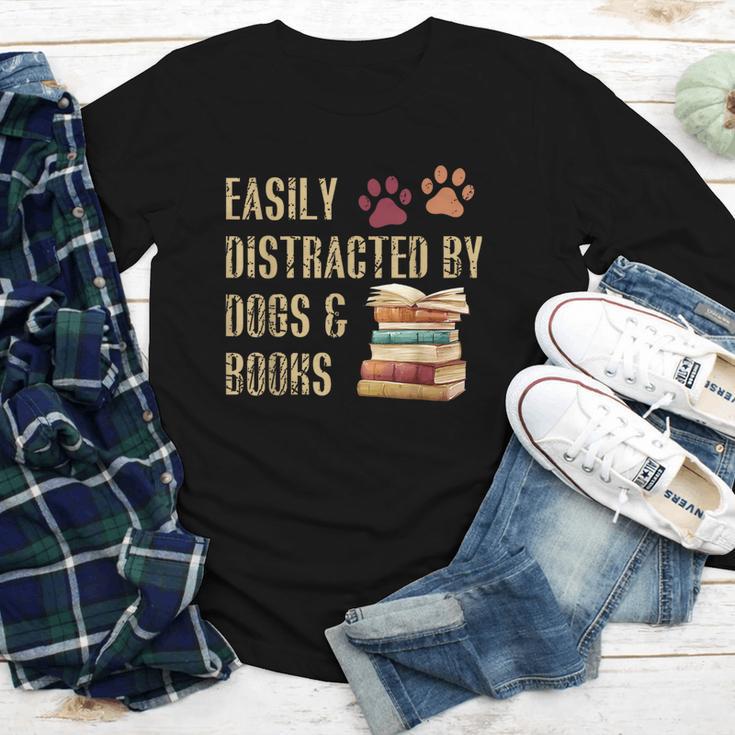 Easily Distracted By Dogs And Books Pets Books Lovers Youth Long Sleeve Tee