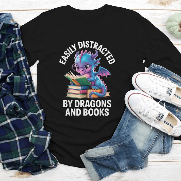 Easily Distracted By Dragons And Books Youth Long Sleeve Tee