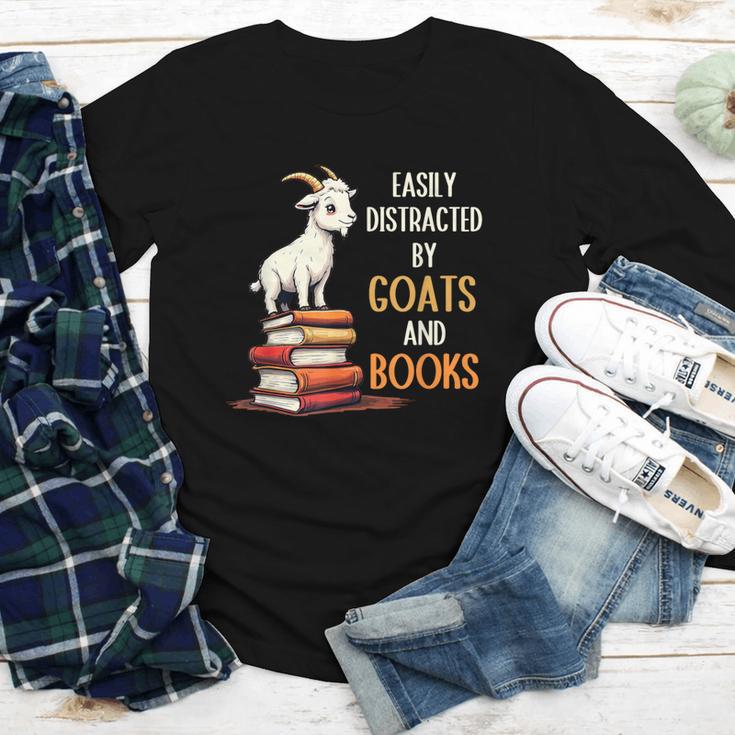 Easily Distracted By Goats And Books Goats And Book Reading Youth Long Sleeve Tee