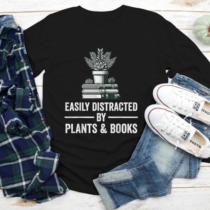 Easily Distracted By Plants & Books Plant Book Lover Youth Long Sleeve Tee