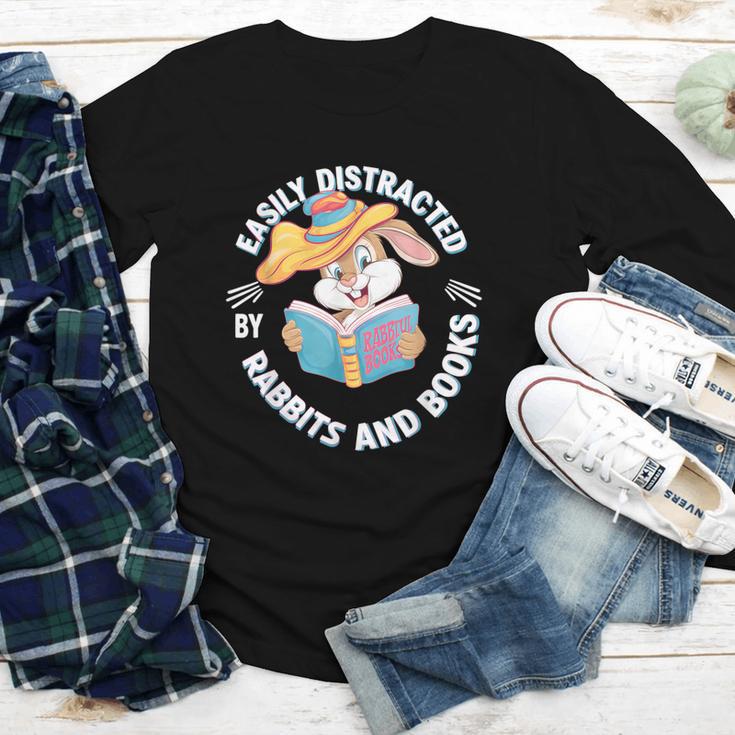 Easily Distracted By Rabbits And Books Reading Youth Long Sleeve Tee