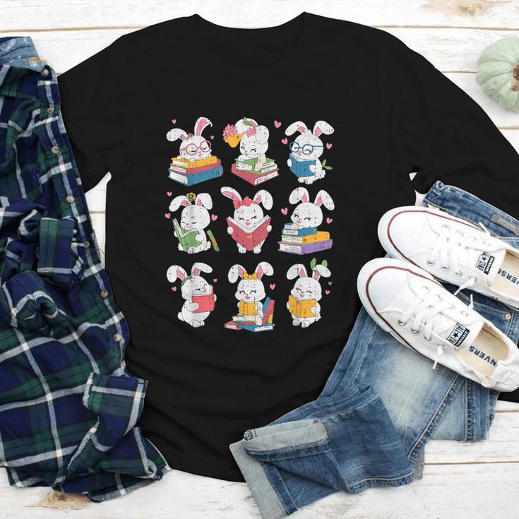 Easter Teacher Cute Bunny Reding Books Librarian Bookworm Youth Long Sleeve Tee