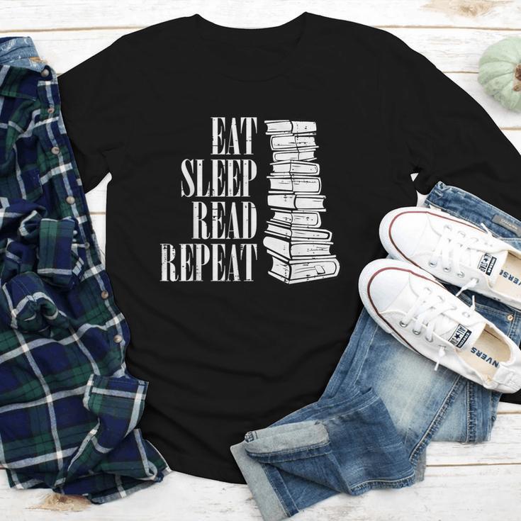 Eat Sleep Read Repeat Reading Book Librarian Men Women Kids Youth Long Sleeve Tee