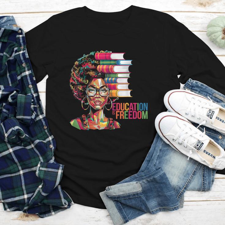 Education Is Freedom History Month Teacher Books Afro Youth Long Sleeve Tee