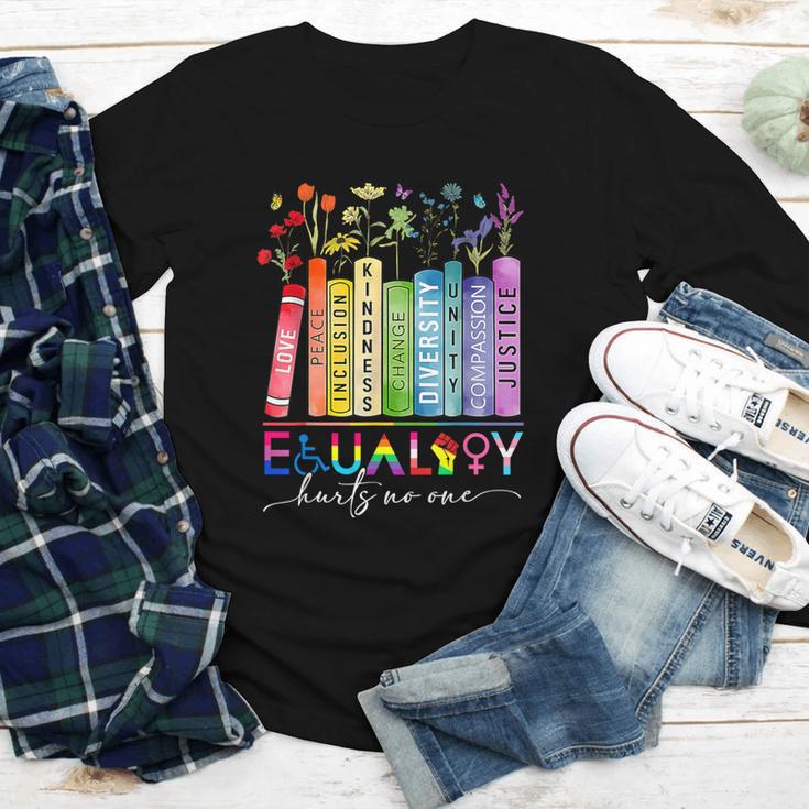 Equality Hurts No One Floral Books LGBTQ Gay Les Pride Month Youth Long Sleeve Tee