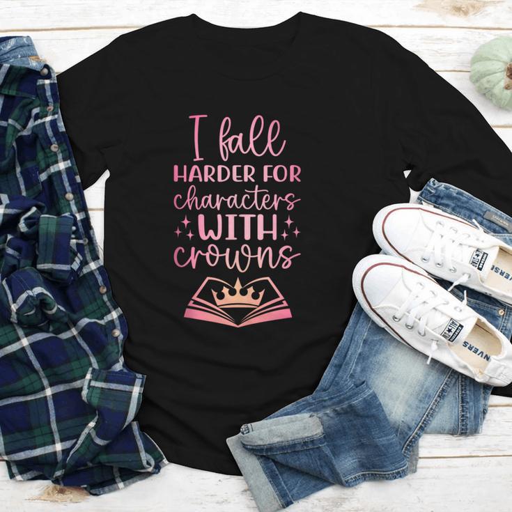 I Fall For The Characters WCrowns Fantasy Book Lover Tee Youth Long Sleeve Tee I Fall For The Characters WCrowns Fantasy Book Lover Tee Youth Long Sleeve Tee