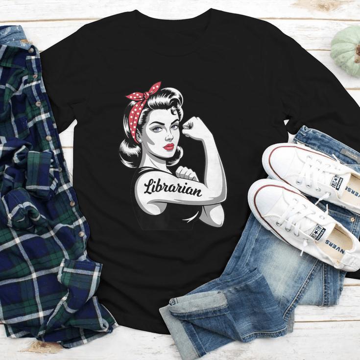Female Librarian Rosie Riveter Book Guardian Woman Youth Long Sleeve Tee