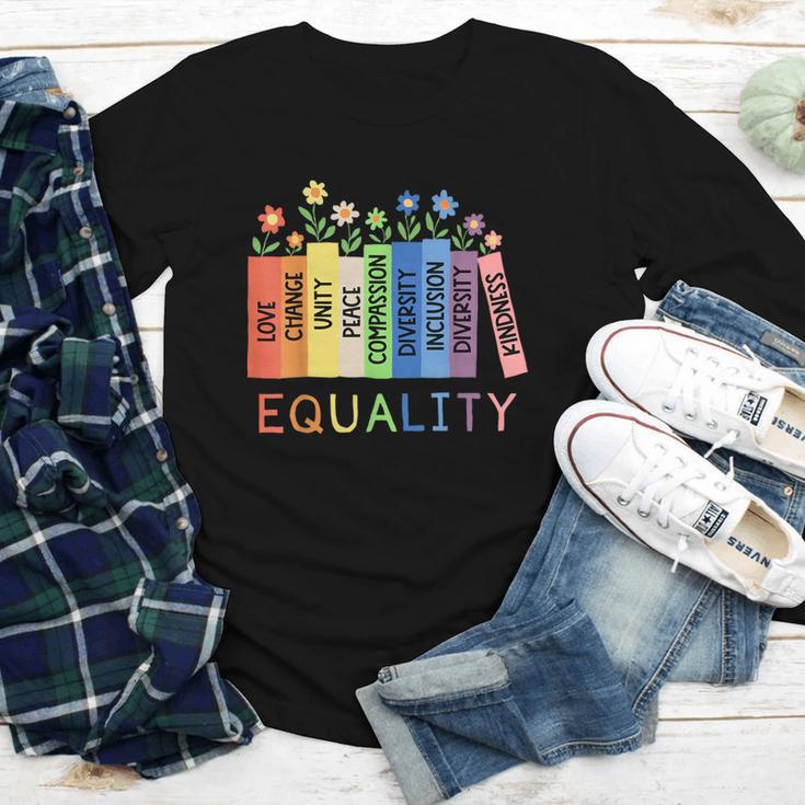 Floral Book Equality Human Rights Social Justice Peace Love Youth Long Sleeve Tee